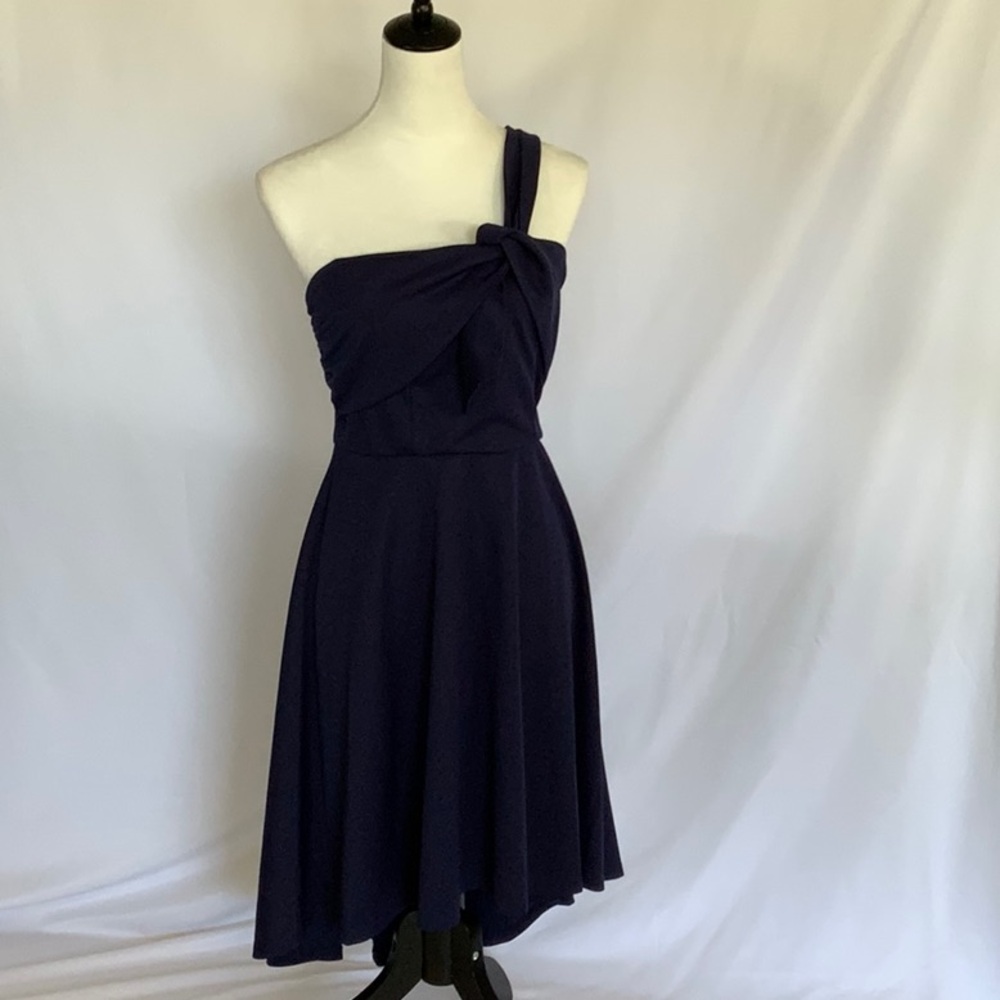 One-Shoulder Navy Dress Kate Kasin NWT